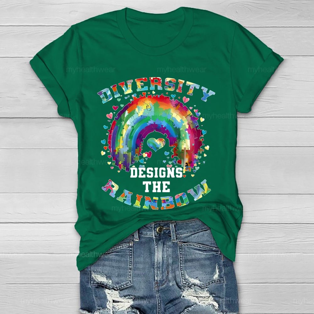 Diversity Designs The Rainbow Autism Awareness  Healthwear T-shirt