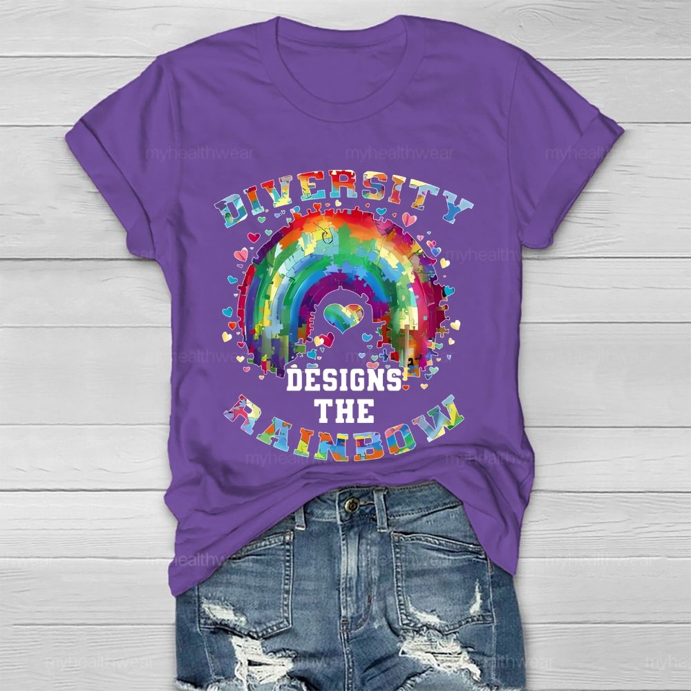 Diversity Designs The Rainbow Autism Awareness  Healthwear T-shirt