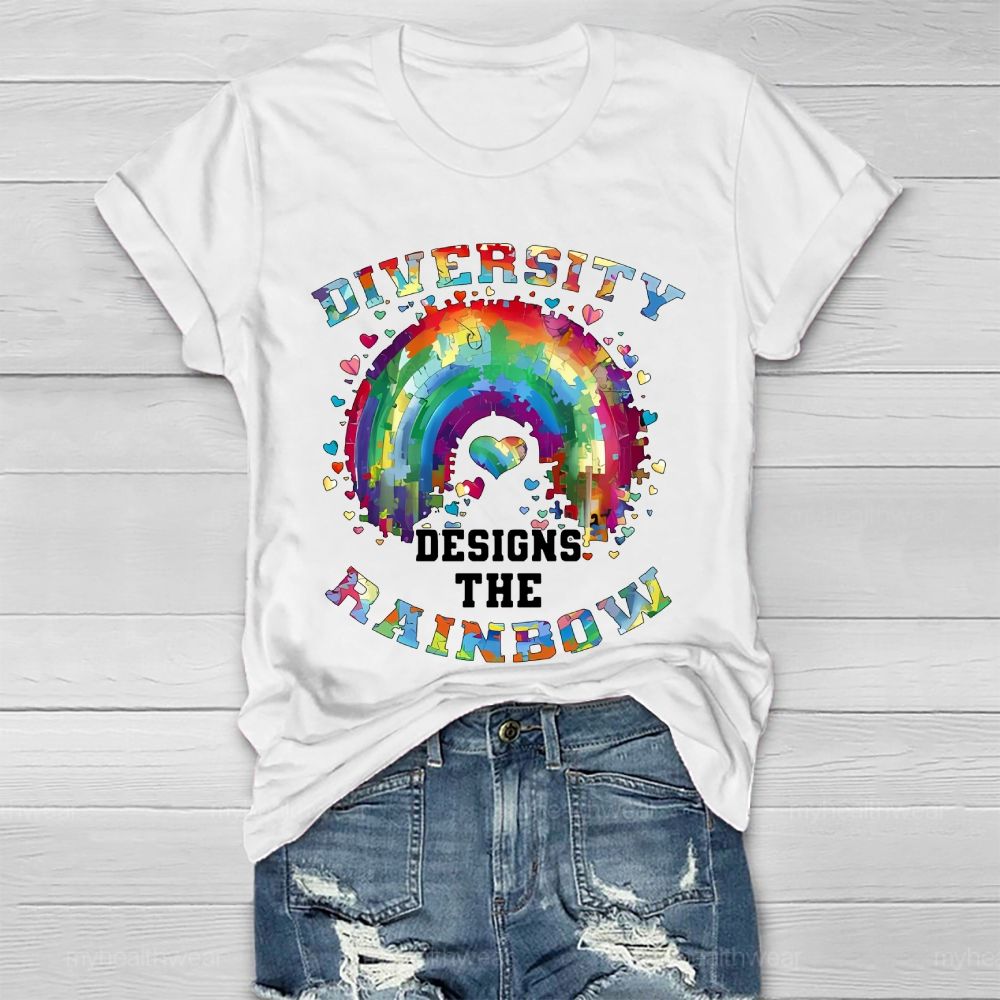 Diversity Designs The Rainbow Autism Awareness  Healthwear T-shirt