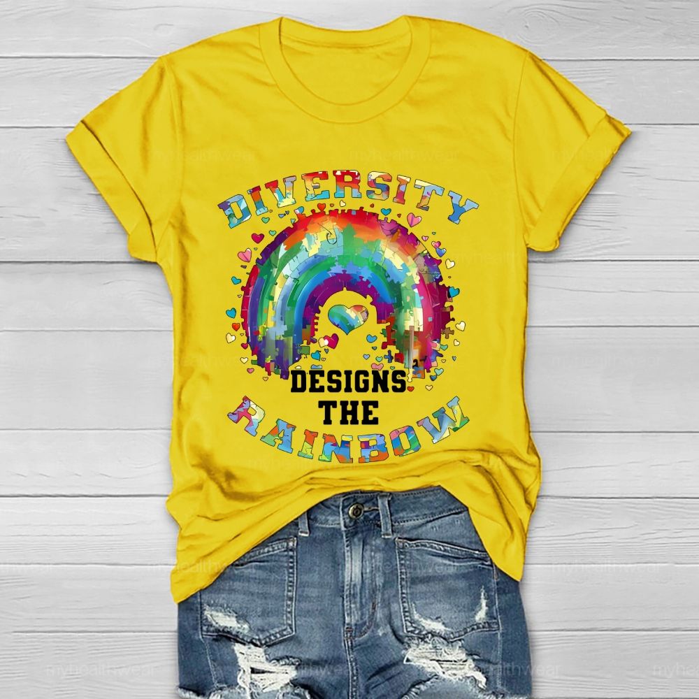 Diversity Designs The Rainbow Autism Awareness  Healthwear T-shirt