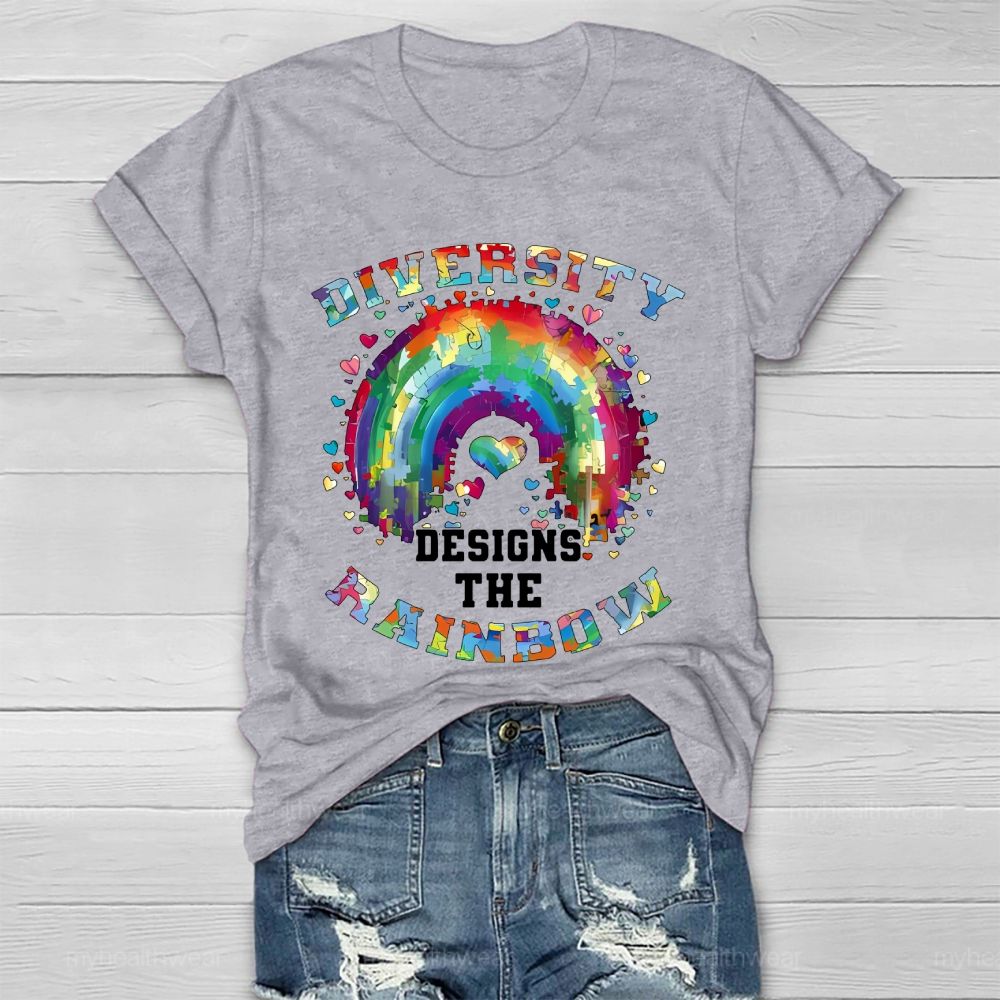 Diversity Designs The Rainbow Autism Awareness  Healthwear T-shirt