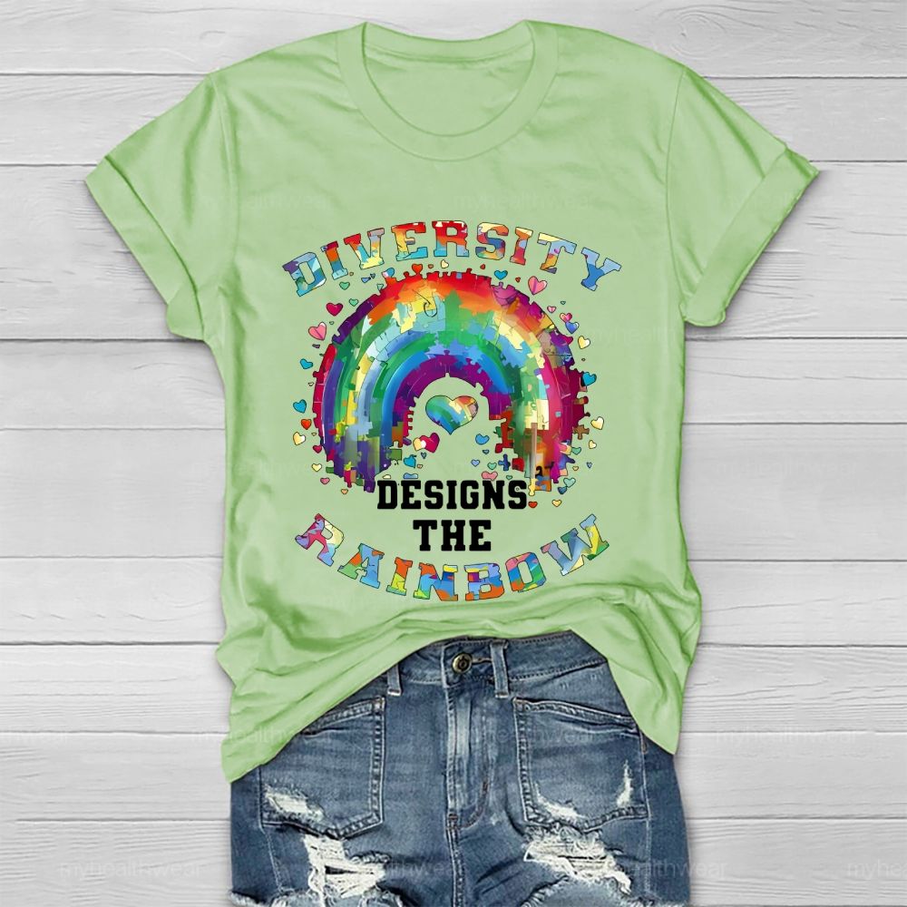 Diversity Designs The Rainbow Autism Awareness  Healthwear T-shirt