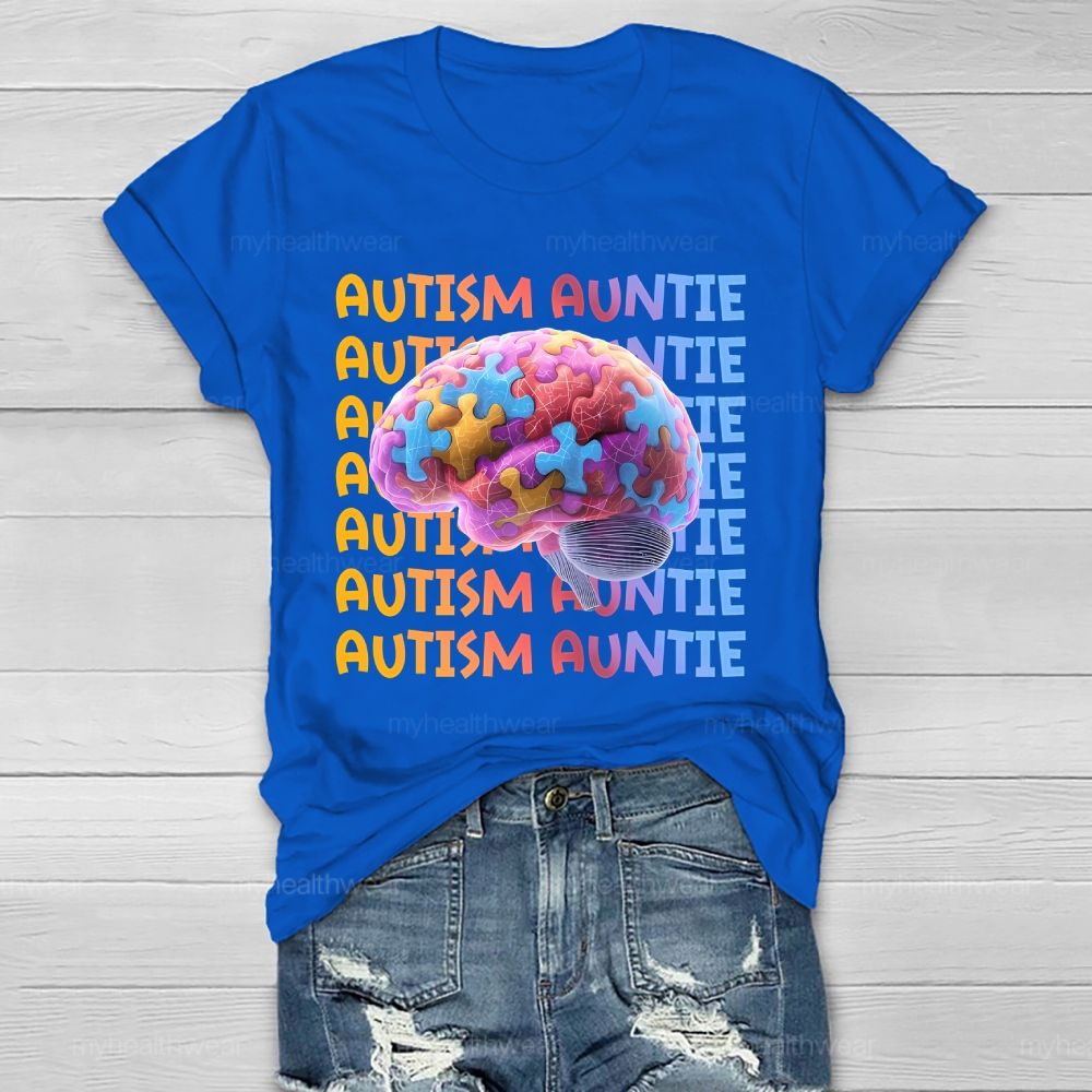 Autism Auntie Brain  Healthwear T-shirt