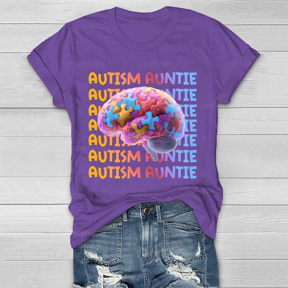 Autism Auntie Brain  Healthwear T-shirt