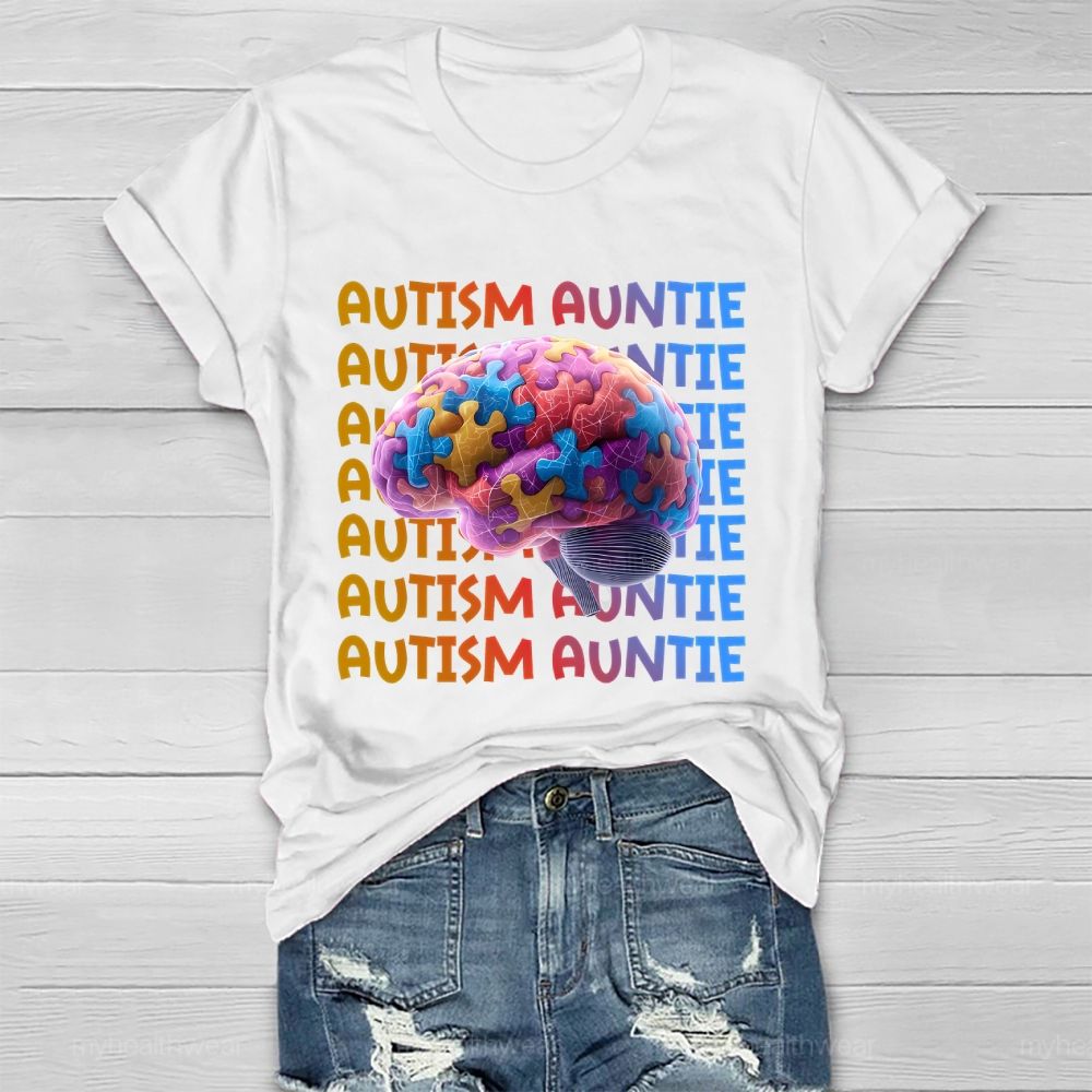 Autism Auntie Brain  Healthwear T-shirt