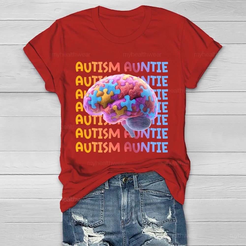 Autism Auntie Brain  Healthwear T-shirt