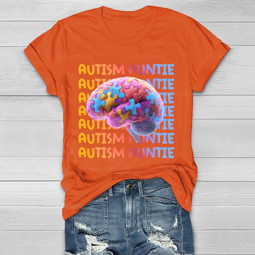 Autism Auntie Brain  Healthwear T-shirt