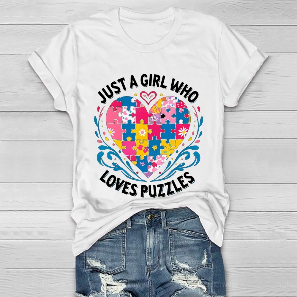 Just A Girl Who  Loves Puzzles   Healthwear T-shirt