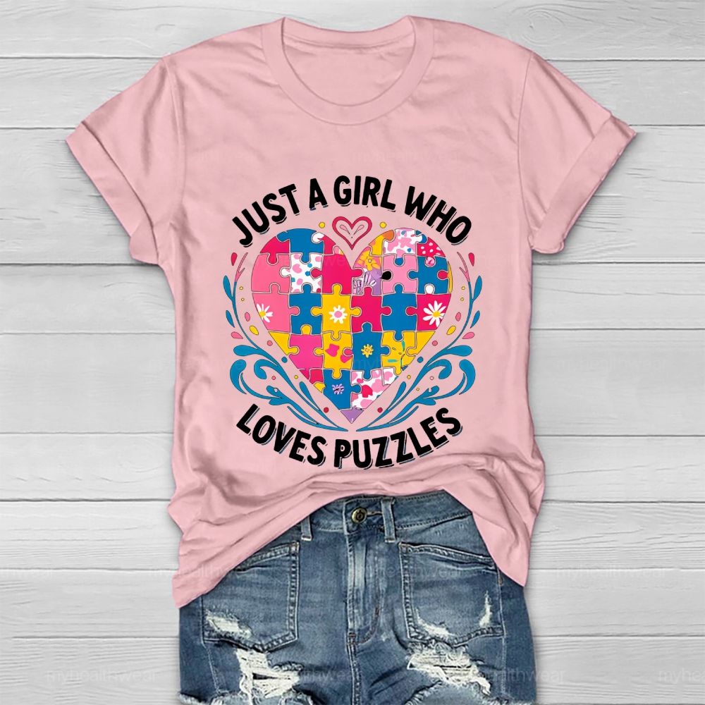 Just A Girl Who  Loves Puzzles   Healthwear T-shirt