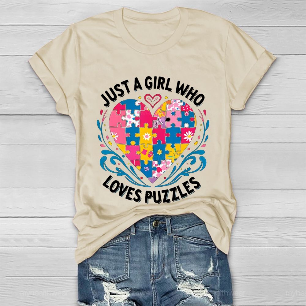 Just A Girl Who  Loves Puzzles   Healthwear T-shirt
