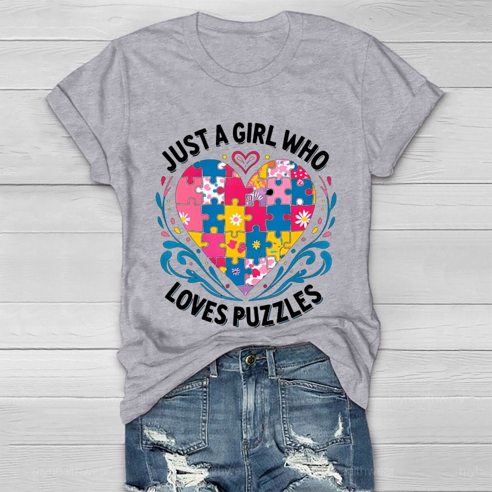 Just A Girl Who  Loves Puzzles   Healthwear T-shirt