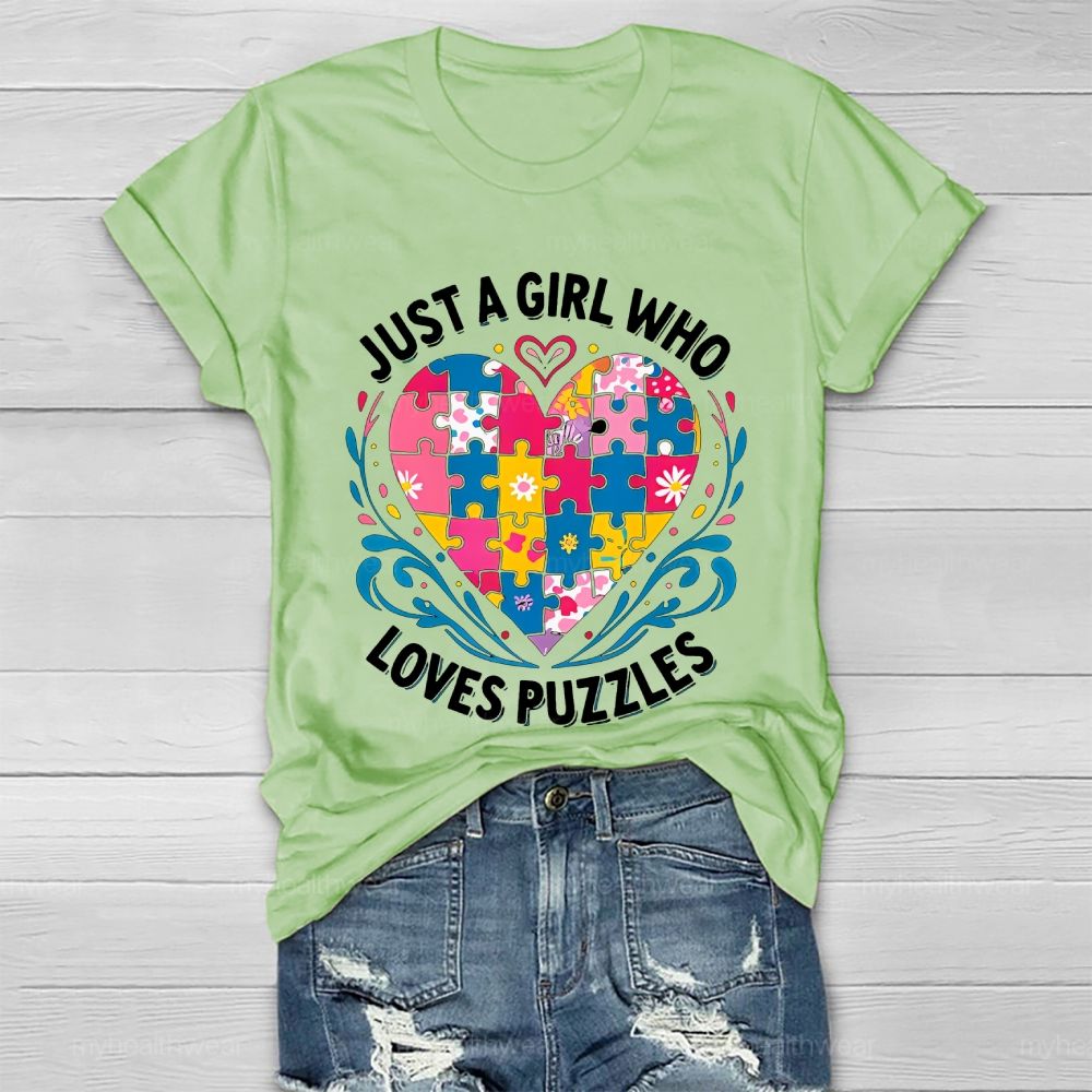 Just A Girl Who  Loves Puzzles   Healthwear T-shirt