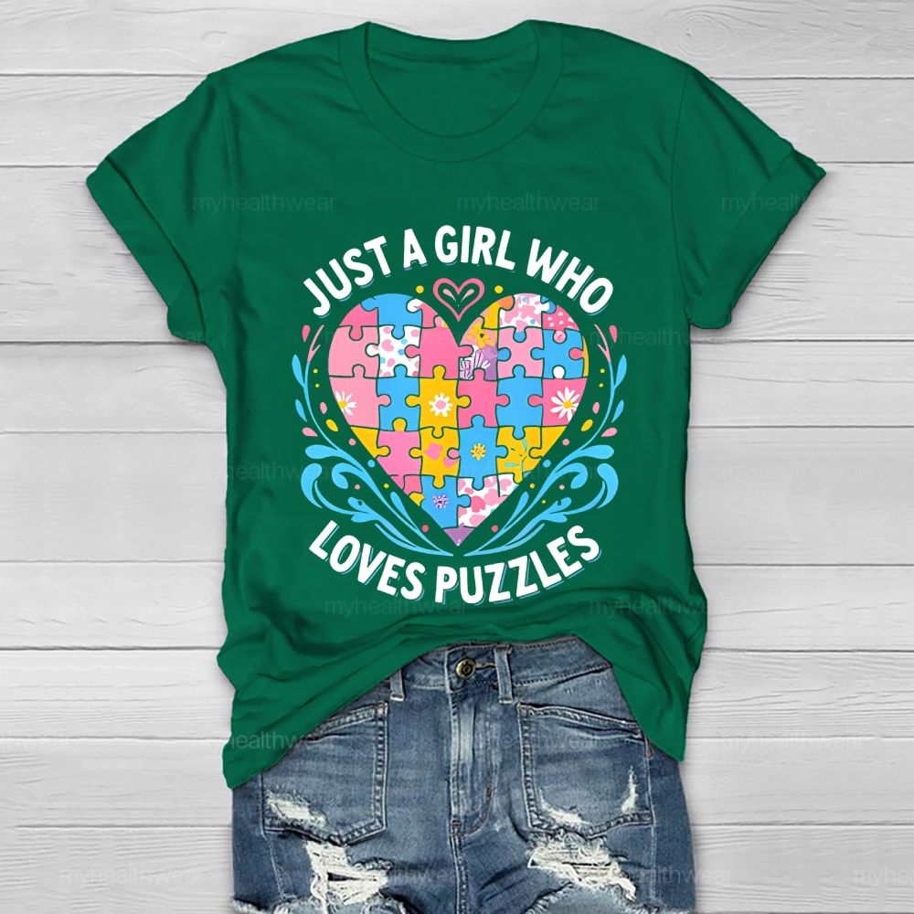 Just A Girl Who  Loves Puzzles   Healthwear T-shirt