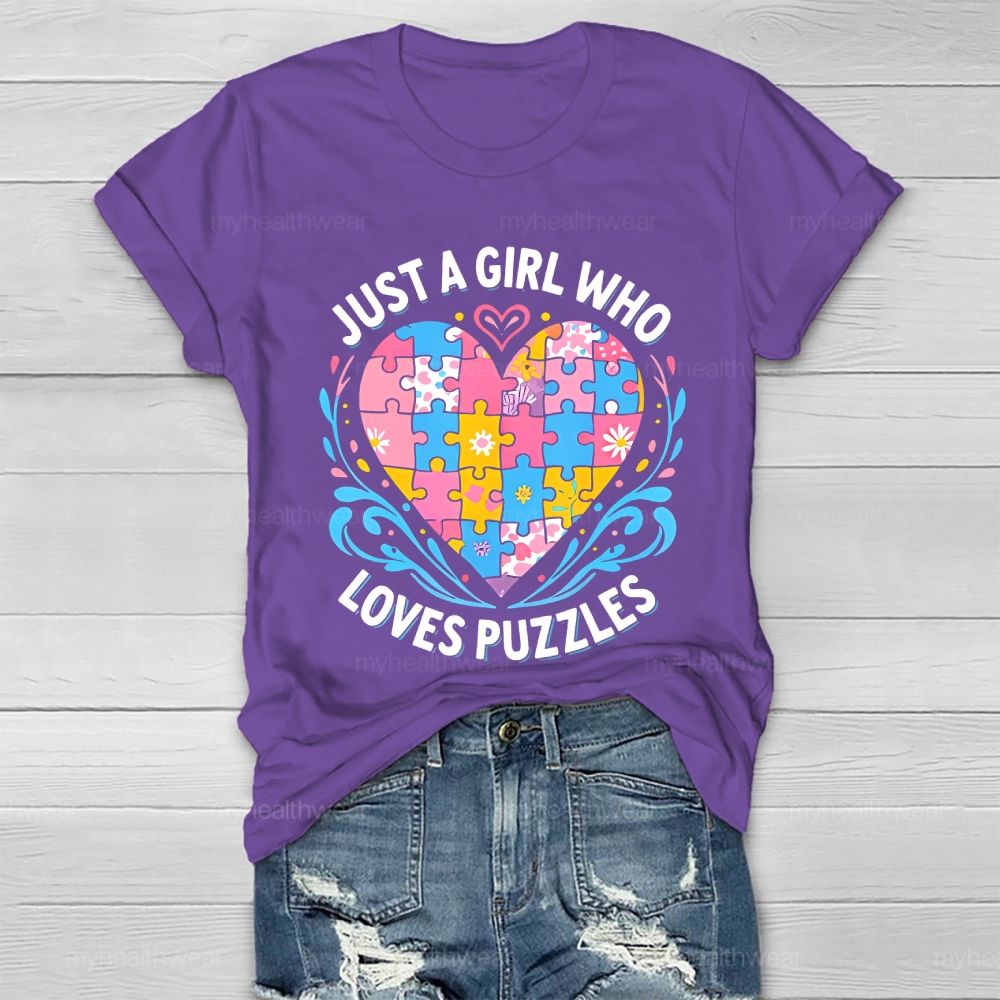 Just A Girl Who  Loves Puzzles   Healthwear T-shirt