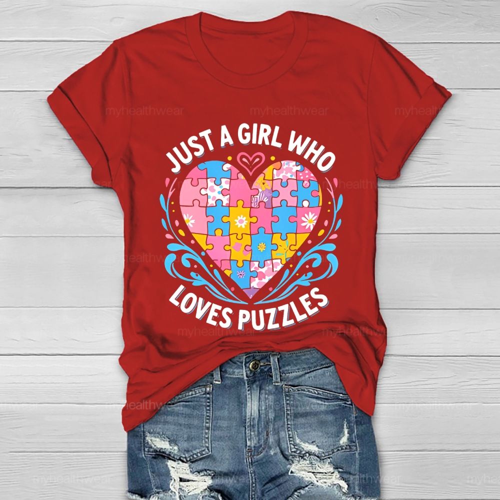 Just A Girl Who  Loves Puzzles   Healthwear T-shirt