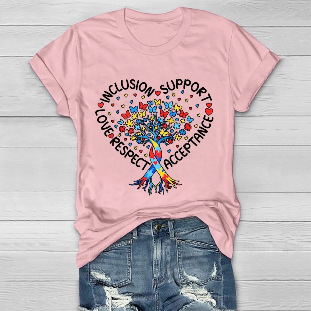 Inclusion  Support  Love  Respect  Acceptance  Butterfly Puzzle  Healthwear T-shirt