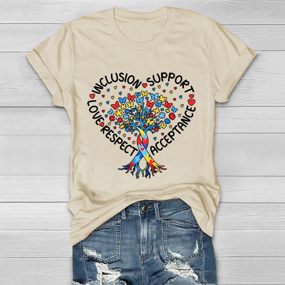 Inclusion  Support  Love  Respect  Acceptance  Butterfly Puzzle  Healthwear T-shirt
