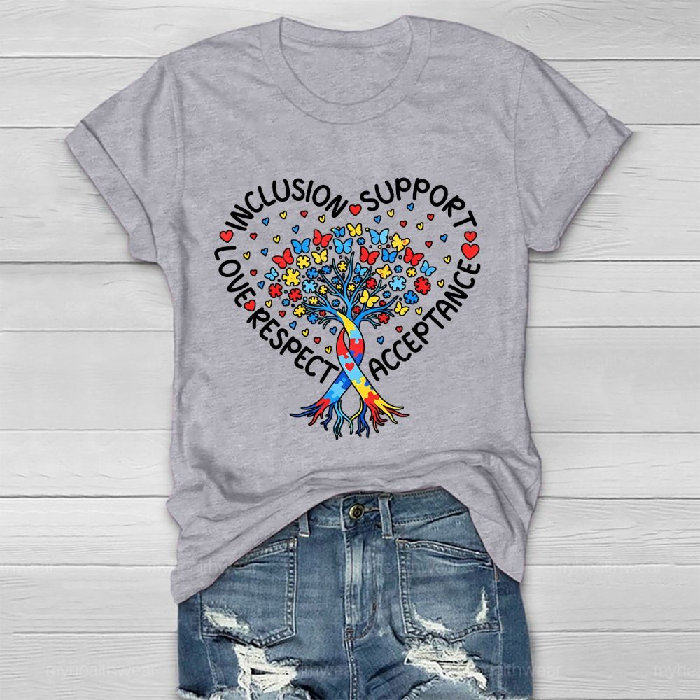 Inclusion  Support  Love  Respect  Acceptance  Butterfly Puzzle  Healthwear T-shirt