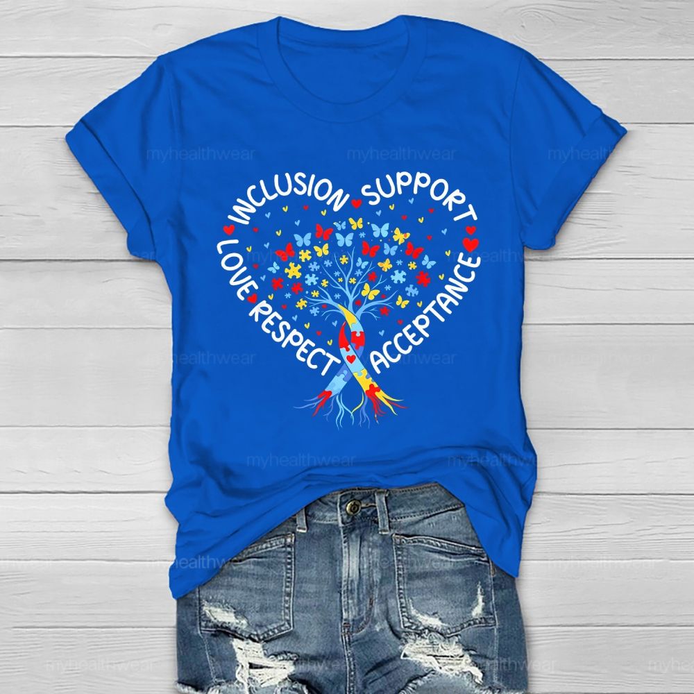 Inclusion  Support  Love  Respect  Acceptance  Butterfly Puzzle  Healthwear T-shirt