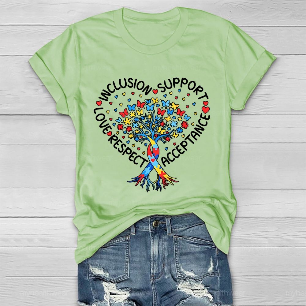 Inclusion  Support  Love  Respect  Acceptance  Butterfly Puzzle  Healthwear T-shirt