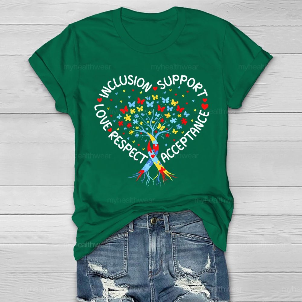 Inclusion  Support  Love  Respect  Acceptance  Butterfly Puzzle  Healthwear T-shirt
