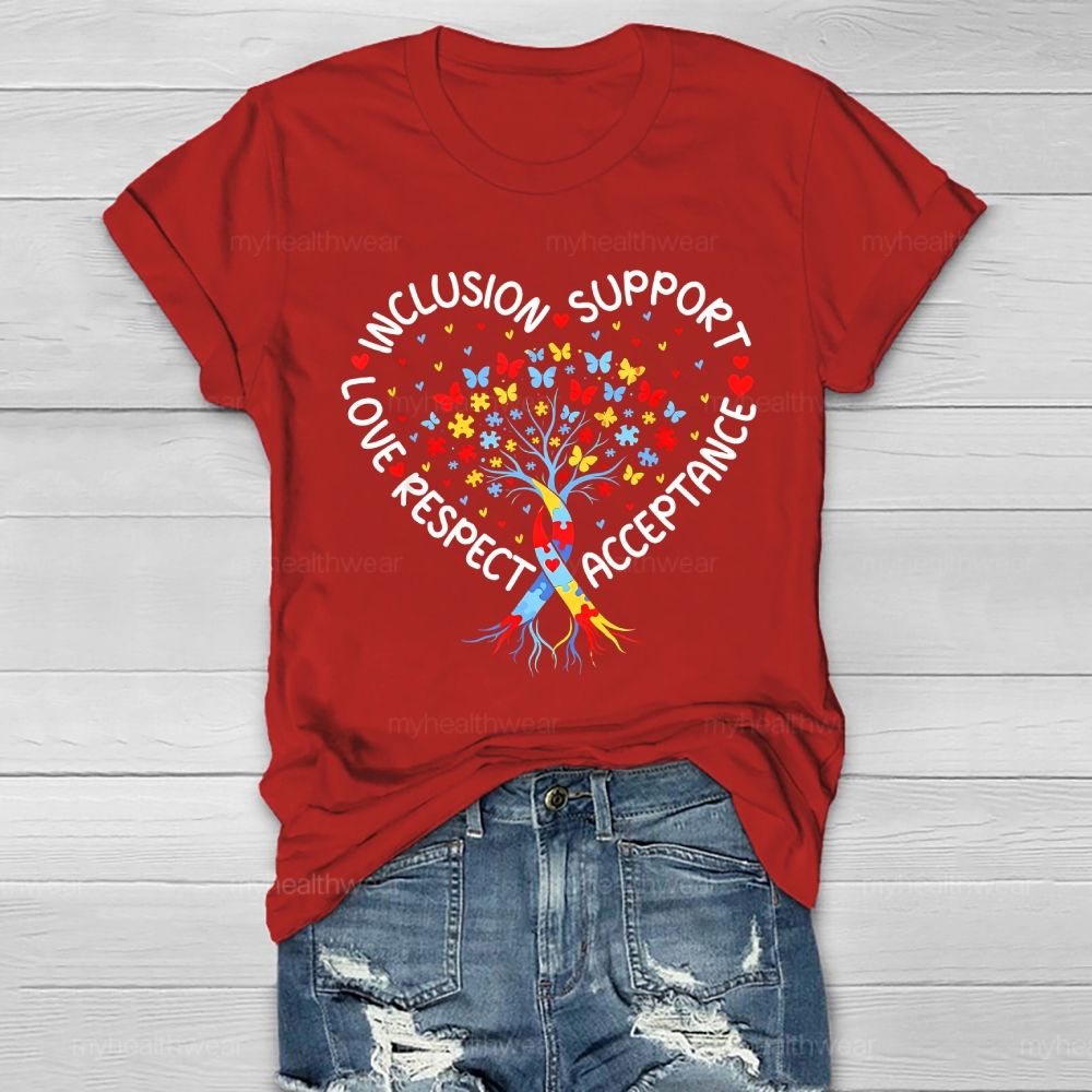 Inclusion  Support  Love  Respect  Acceptance  Butterfly Puzzle  Healthwear T-shirt
