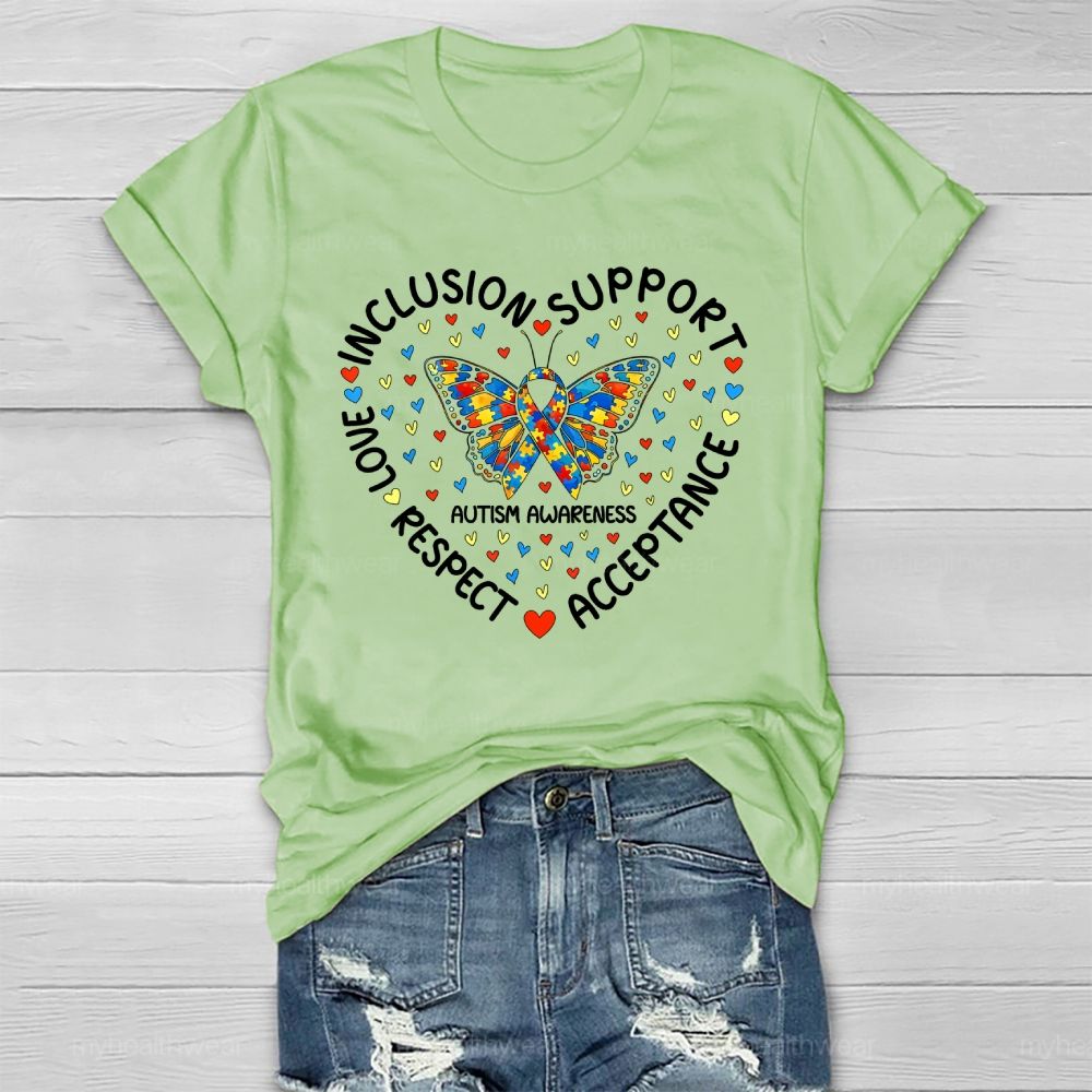 Autism Awareness Of  Acceptance  Inclusion Support  Butterfly  Healthwear T-shirt
