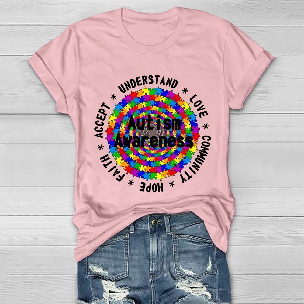 Understand Love Community  Hope Faith Accept   Autism Awareness  Healthwear T-shirt