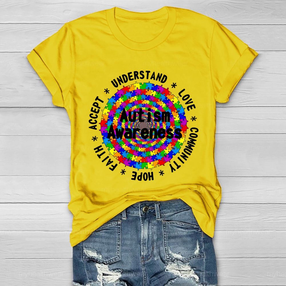 Understand Love Community  Hope Faith Accept   Autism Awareness  Healthwear T-shirt