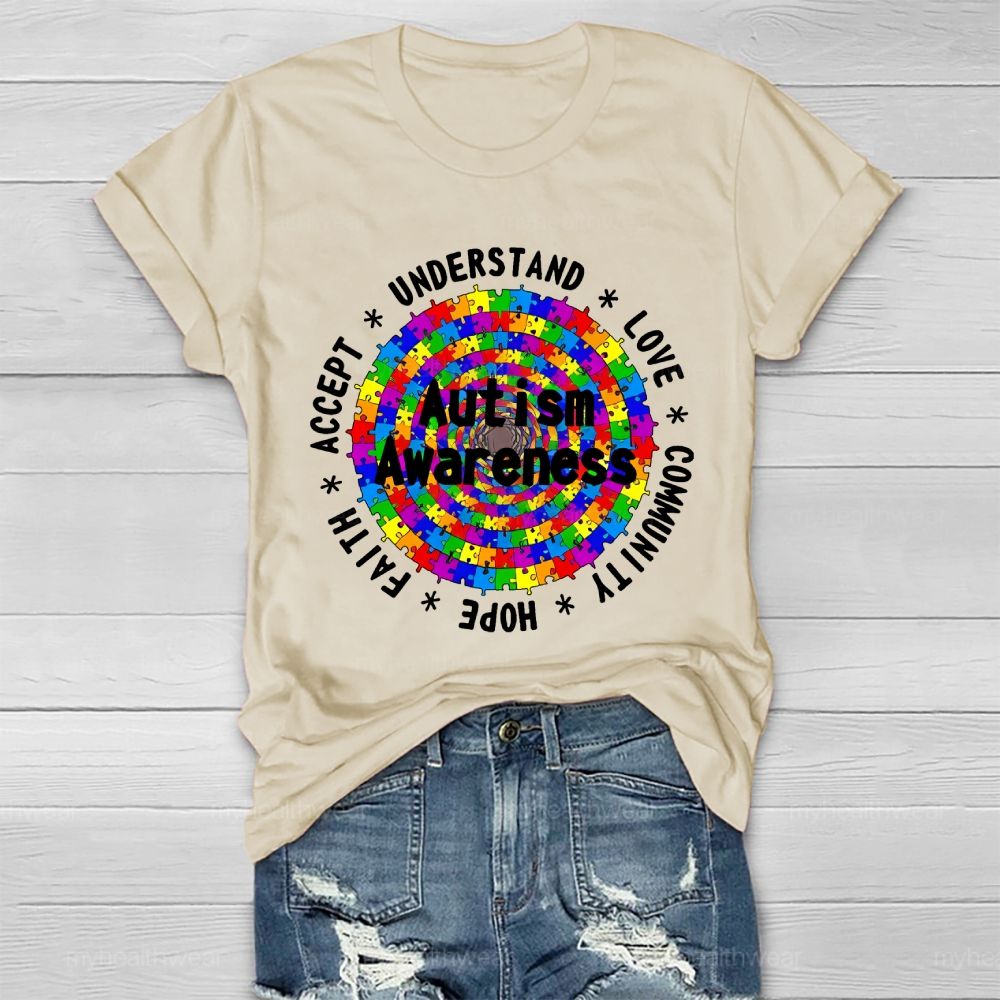 Understand Love Community  Hope Faith Accept   Autism Awareness  Healthwear T-shirt