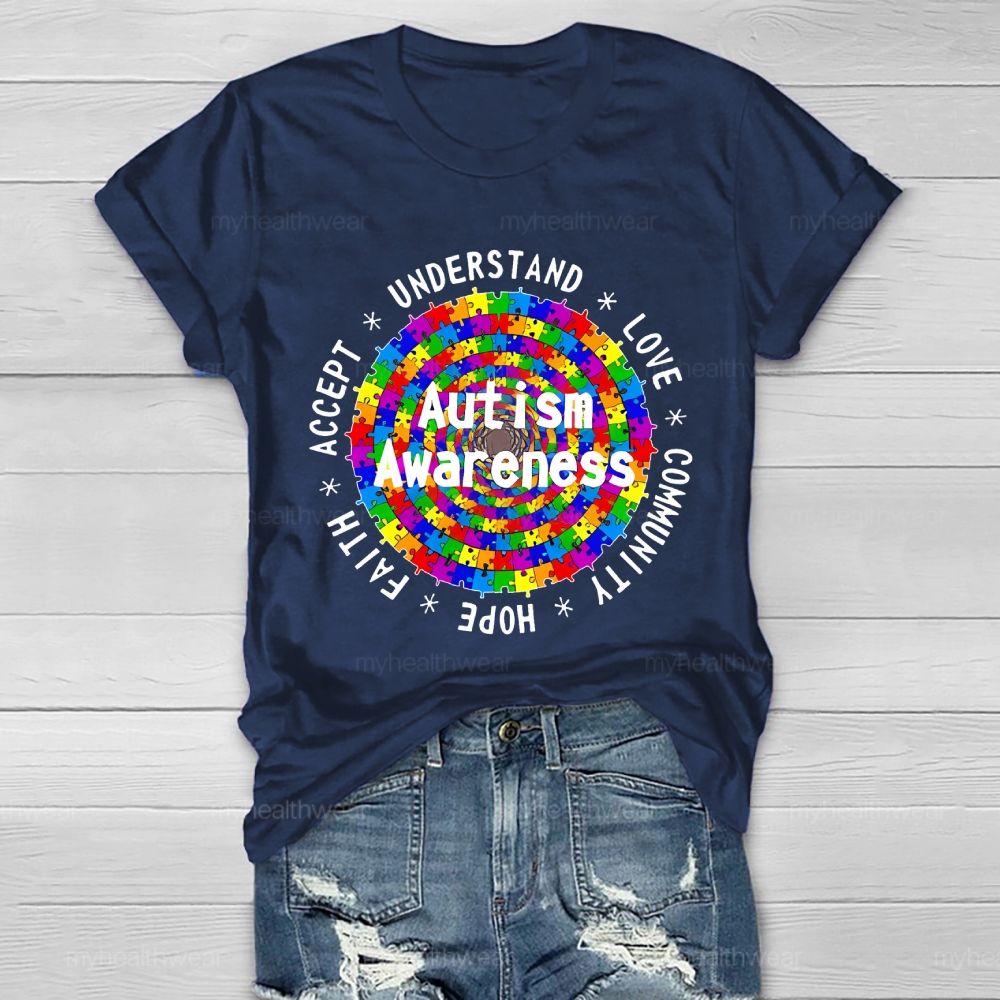 Understand Love Community  Hope Faith Accept   Autism Awareness  Healthwear T-shirt