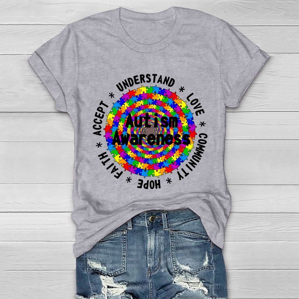 Understand Love Community  Hope Faith Accept   Autism Awareness  Healthwear T-shirt