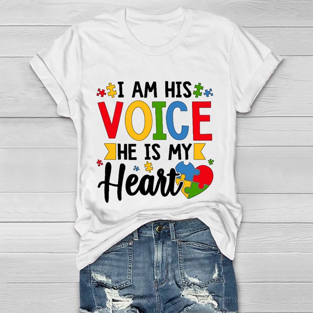 I Am His Voice He Is My Heart  Graphic  Healthwear T-shirt
