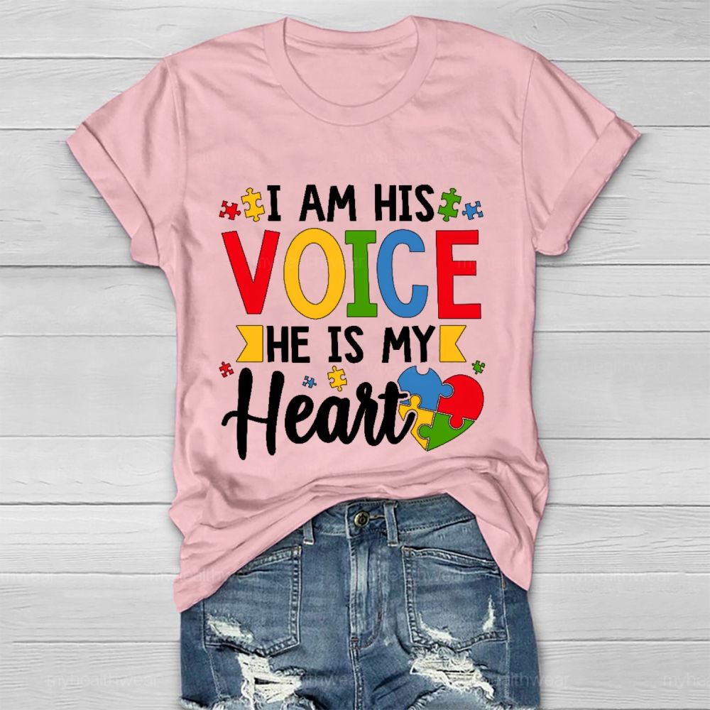 I Am His Voice He Is My Heart  Graphic  Healthwear T-shirt