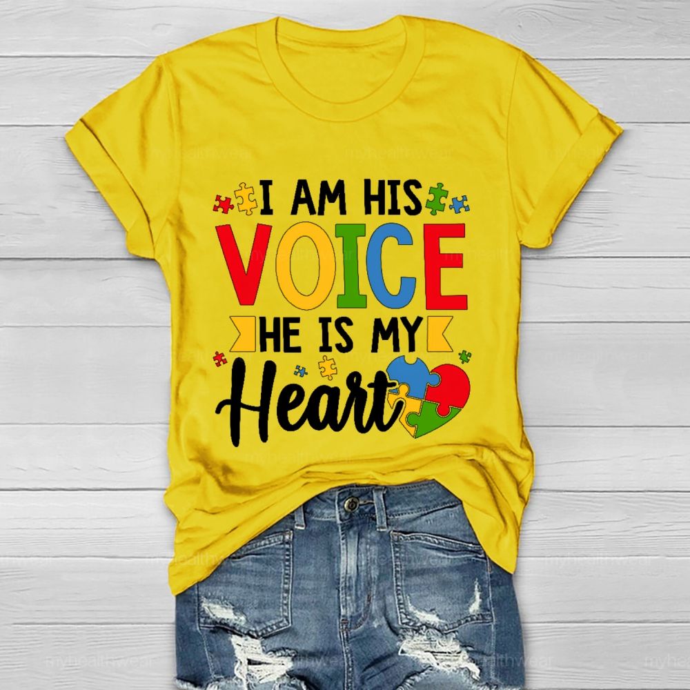 I Am His Voice He Is My Heart  Graphic  Healthwear T-shirt