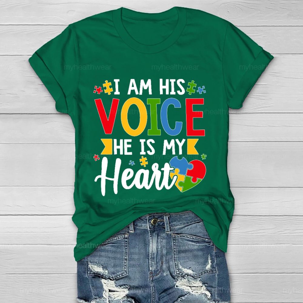 I Am His Voice He Is My Heart  Graphic  Healthwear T-shirt