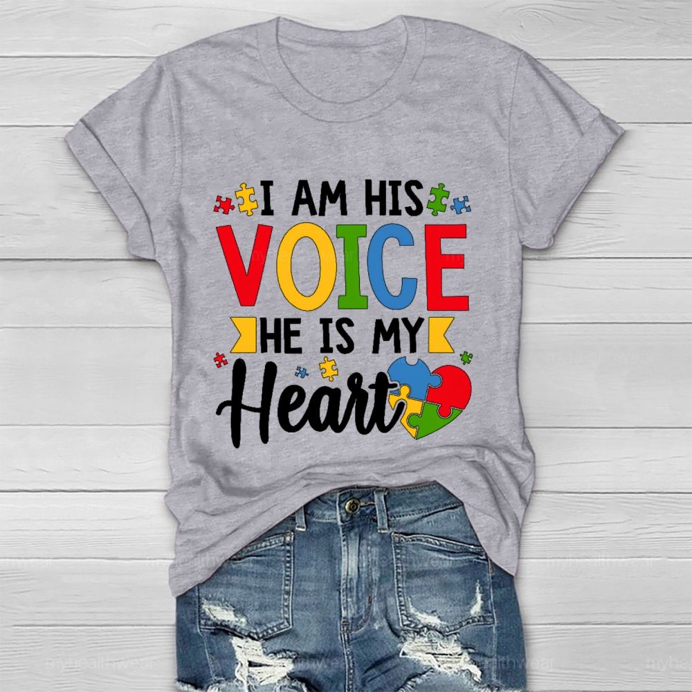 I Am His Voice He Is My Heart  Graphic  Healthwear T-shirt