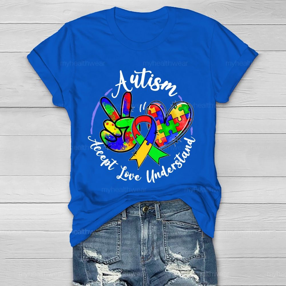 Autism Accept Love Understand  Puzzle  Pattern  Healthwear T-shirt