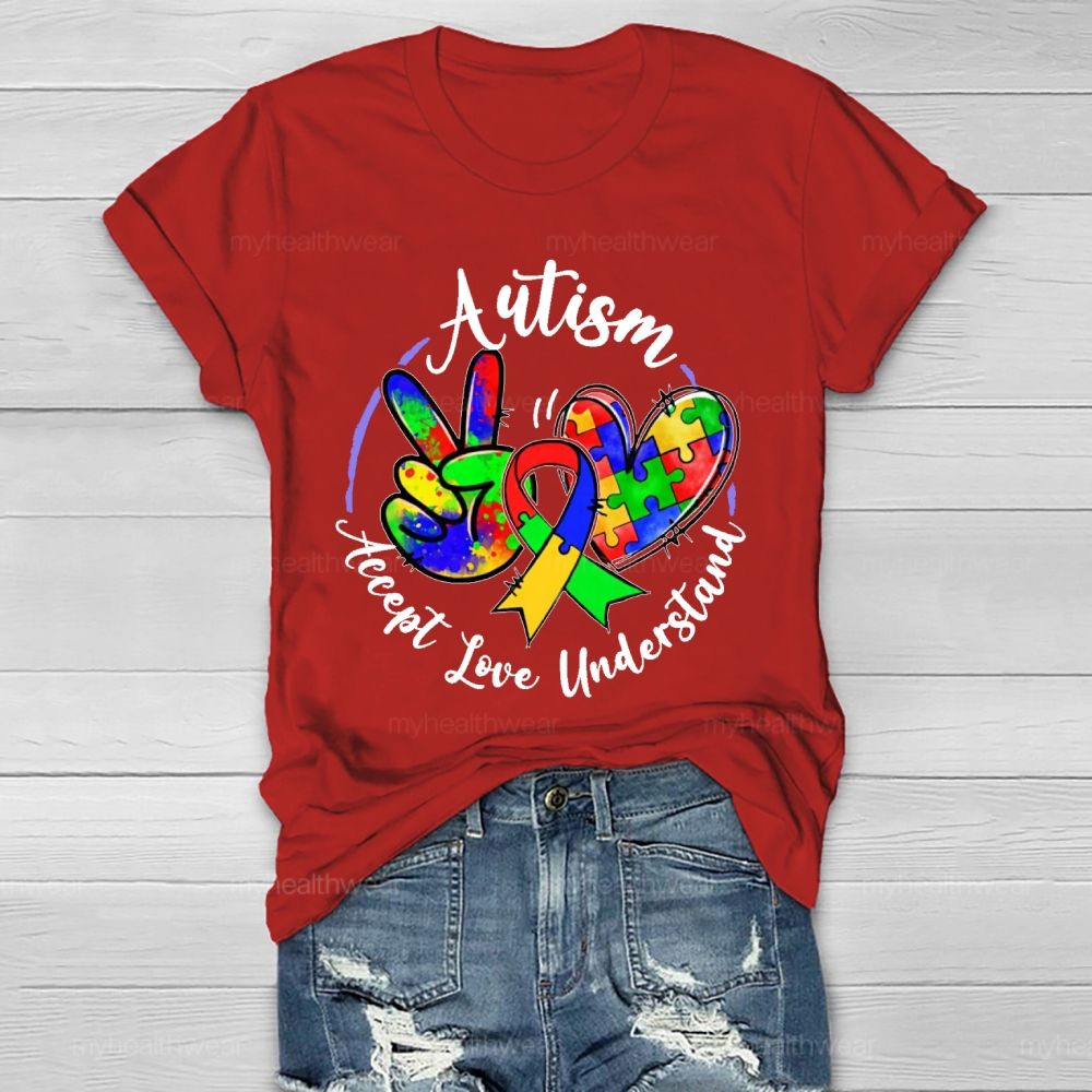 Autism Accept Love Understand  Puzzle  Pattern  Healthwear T-shirt