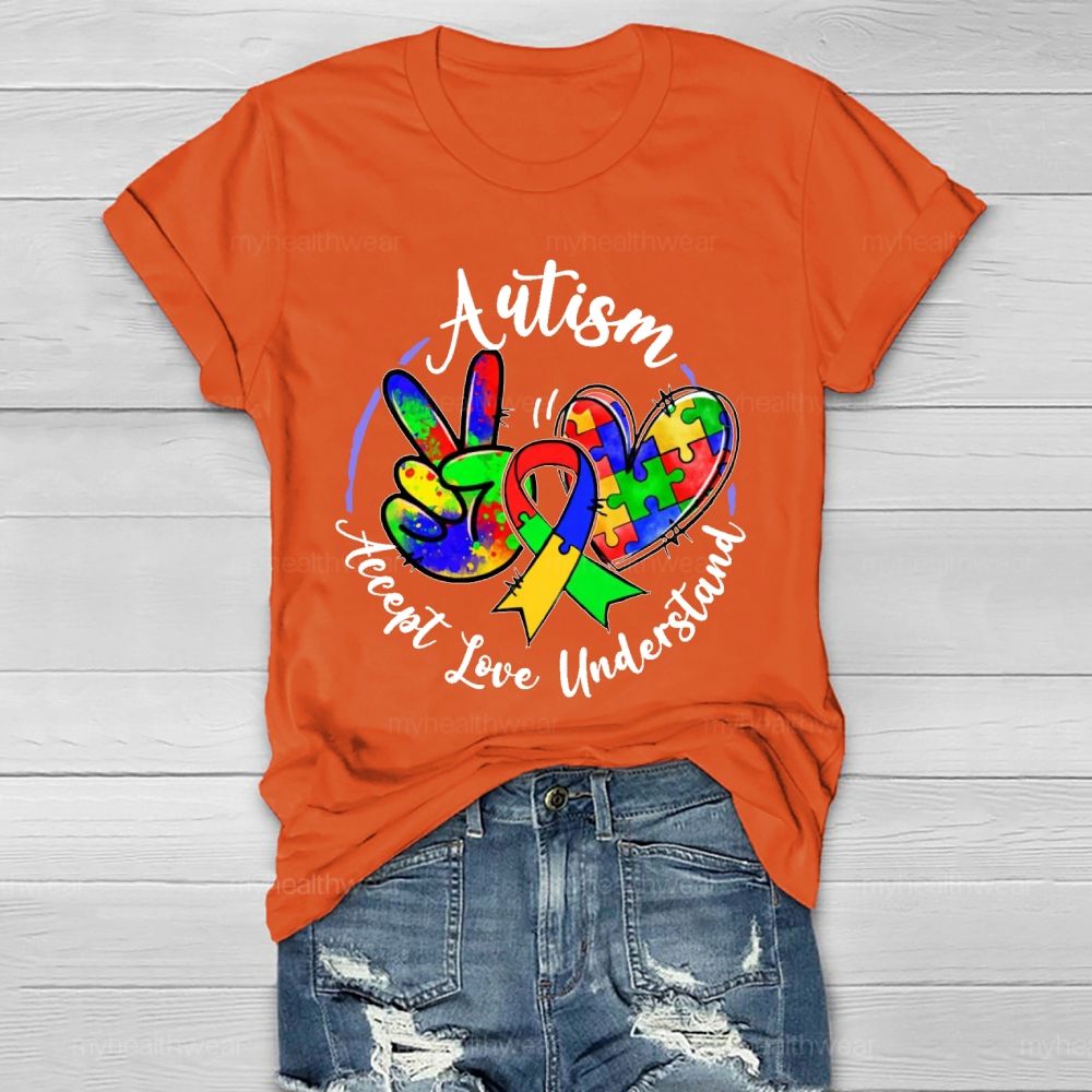 Autism Accept Love Understand  Puzzle  Pattern  Healthwear T-shirt