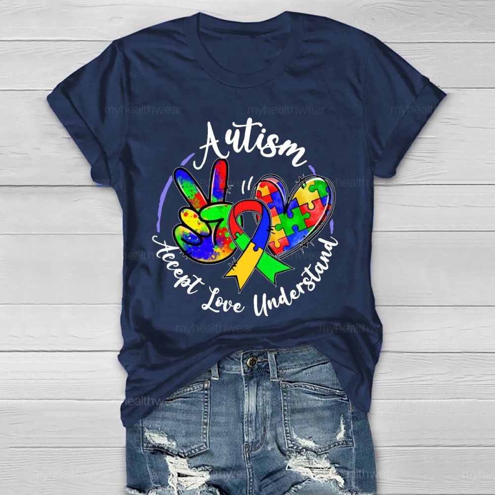 Autism Accept Love Understand  Puzzle  Pattern  Healthwear T-shirt