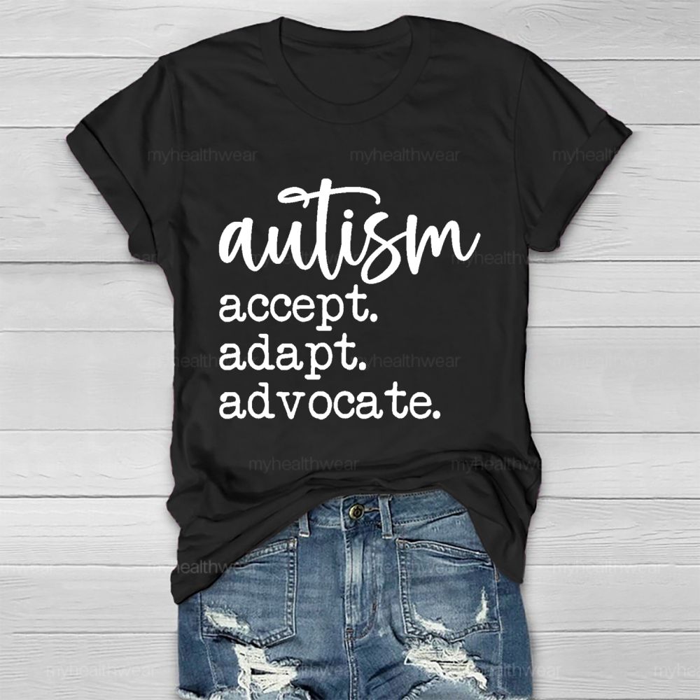 Autism Accept Adapt Advocate  Pattern  Healthwear T-shirt