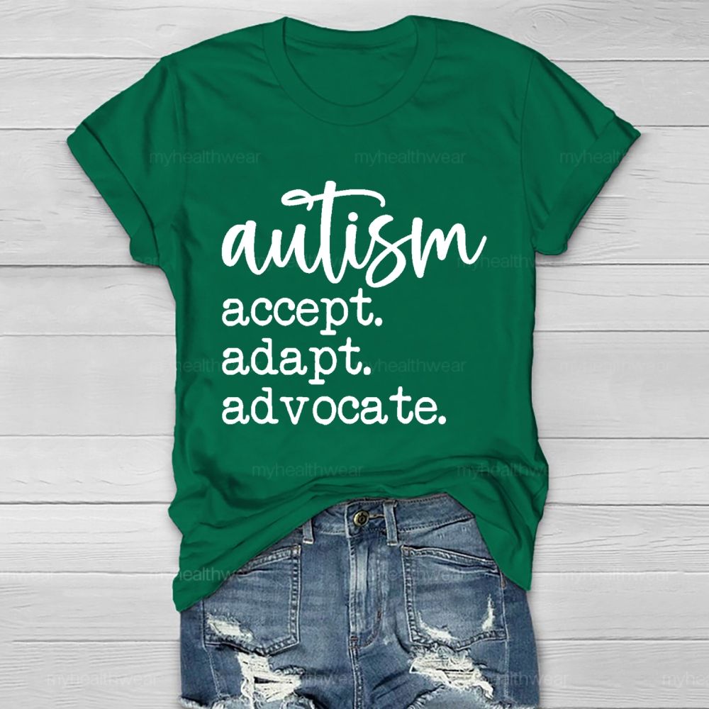 Autism Accept Adapt Advocate  Pattern  Healthwear T-shirt