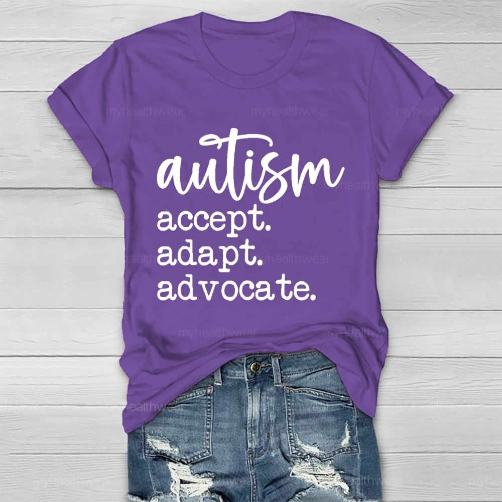 Autism Accept Adapt Advocate  Pattern  Healthwear T-shirt