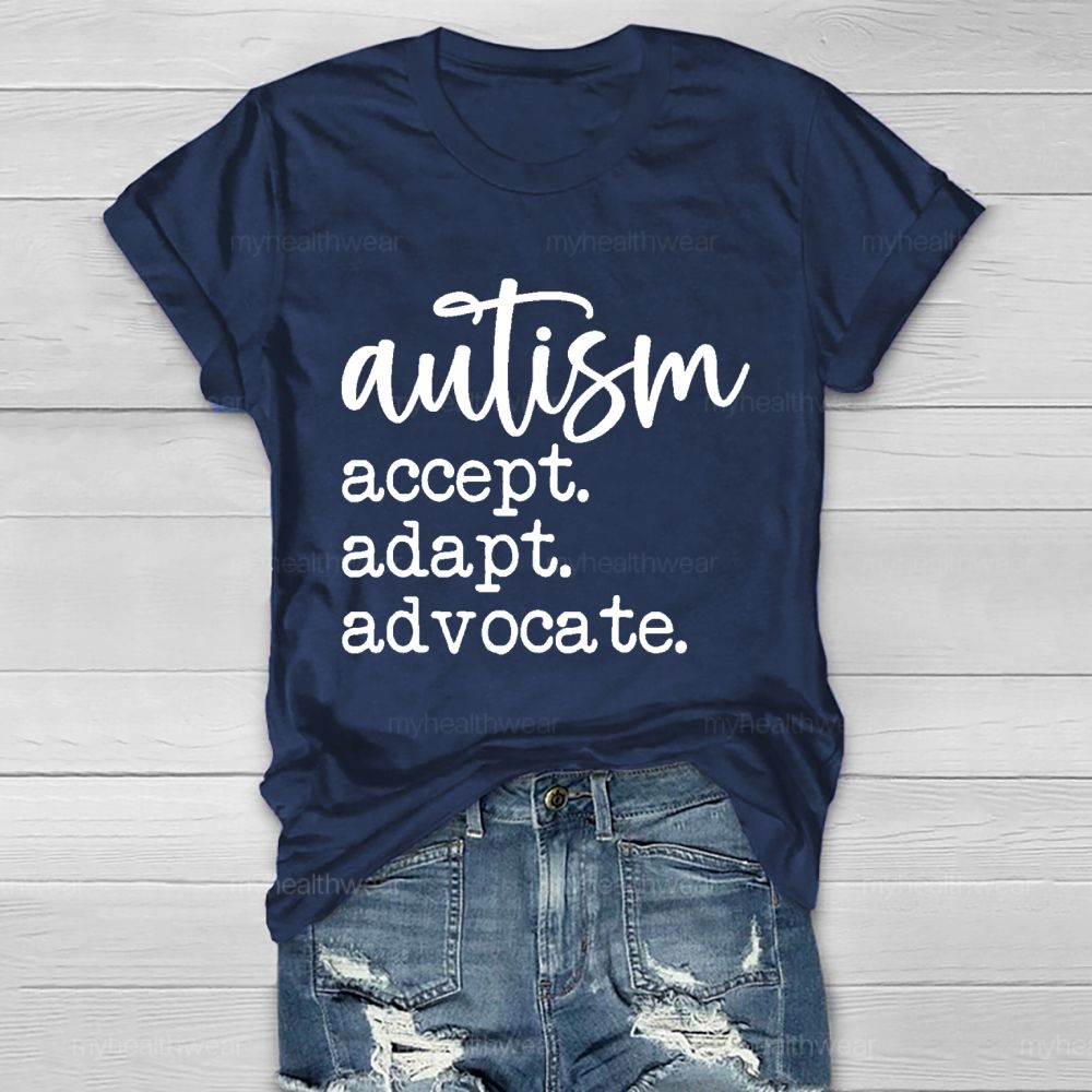 Autism Accept Adapt Advocate  Pattern  Healthwear T-shirt