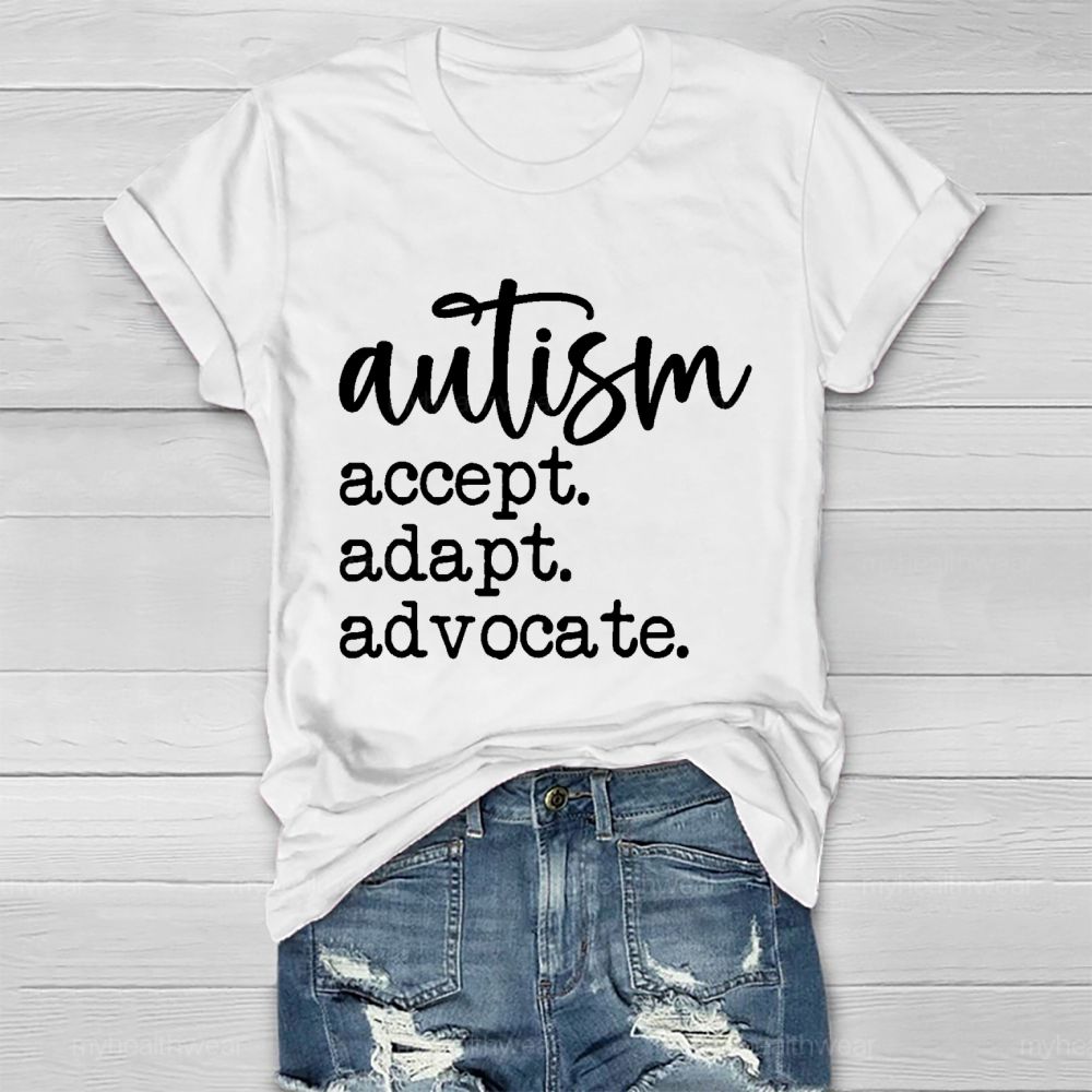 Autism Accept Adapt Advocate  Pattern  Healthwear T-shirt
