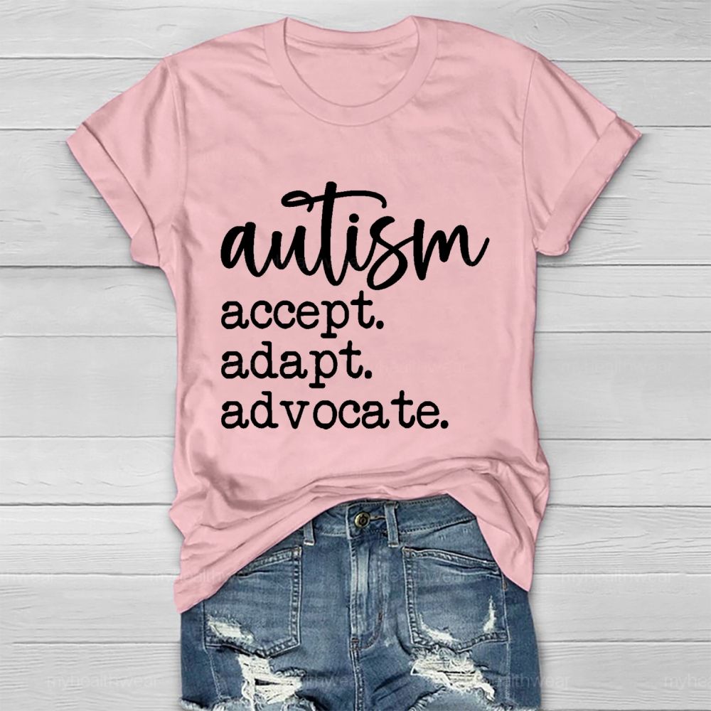 Autism Accept Adapt Advocate  Pattern  Healthwear T-shirt