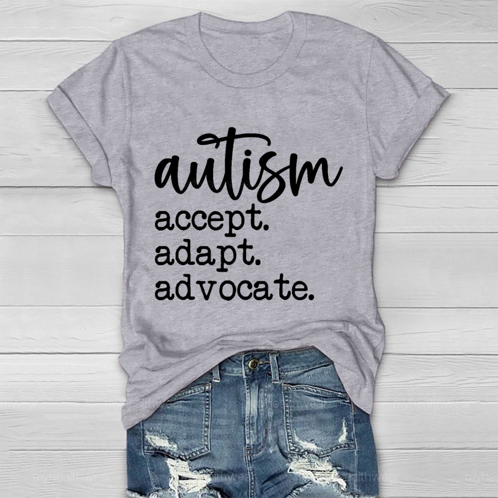 Autism Accept Adapt Advocate  Pattern  Healthwear T-shirt