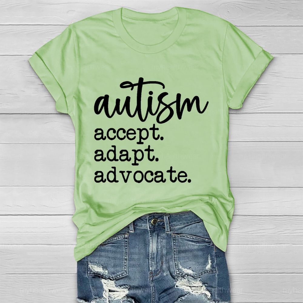 Autism Accept Adapt Advocate  Pattern  Healthwear T-shirt
