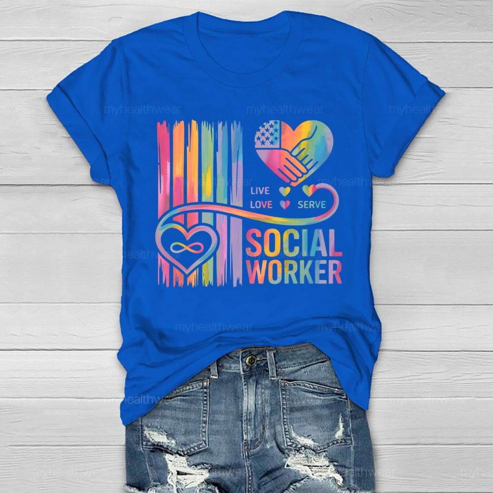 Live Love Serve Social Worker Letters  Healthwear T-shirt
